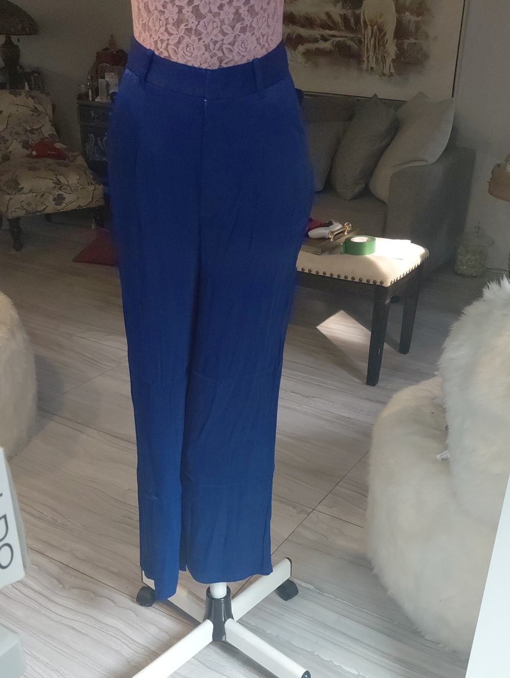Zara Royal Blue High-Waist Wide-Leg Trousers